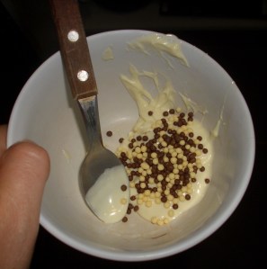 chocolate blanco más cereales