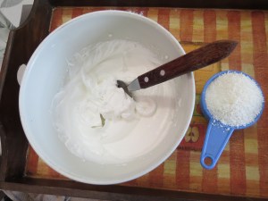 torta de coco y dulce de leche