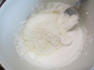 torta de coco y dulce de leche