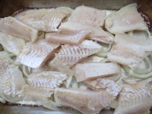 Pescado al horno con salsa